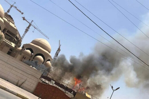 آتش زدن مسجد الصادقین در محله الاور بغداد/فیلم